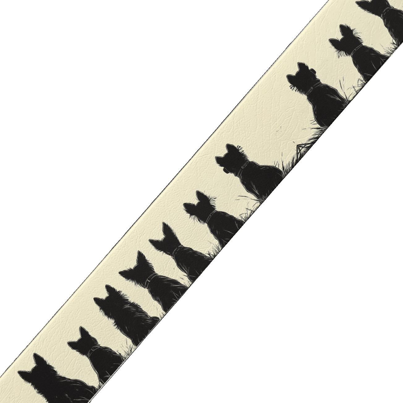 L'atelier du Fourmilier BioThane imprimé au mètre BioThane imprimé – Chiens silhouettes noires dans les herbes