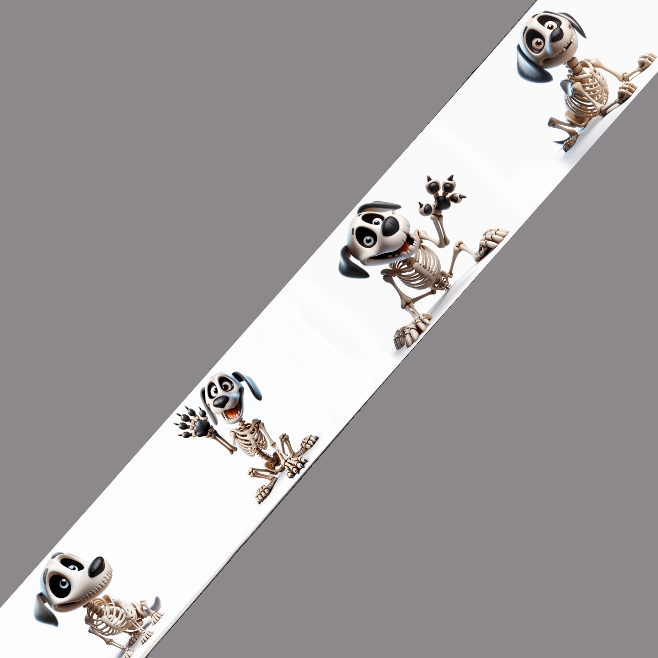 L'atelier du Fourmilier BioThane imprimé au mètre BioThane® imprimé – Chiens Squelettes Cartoon (Halloween)