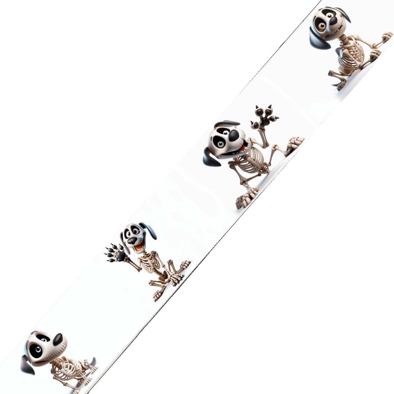 L'atelier du Fourmilier BioThane imprimé au mètre BioThane® imprimé – Chiens Squelettes Cartoon (Halloween)