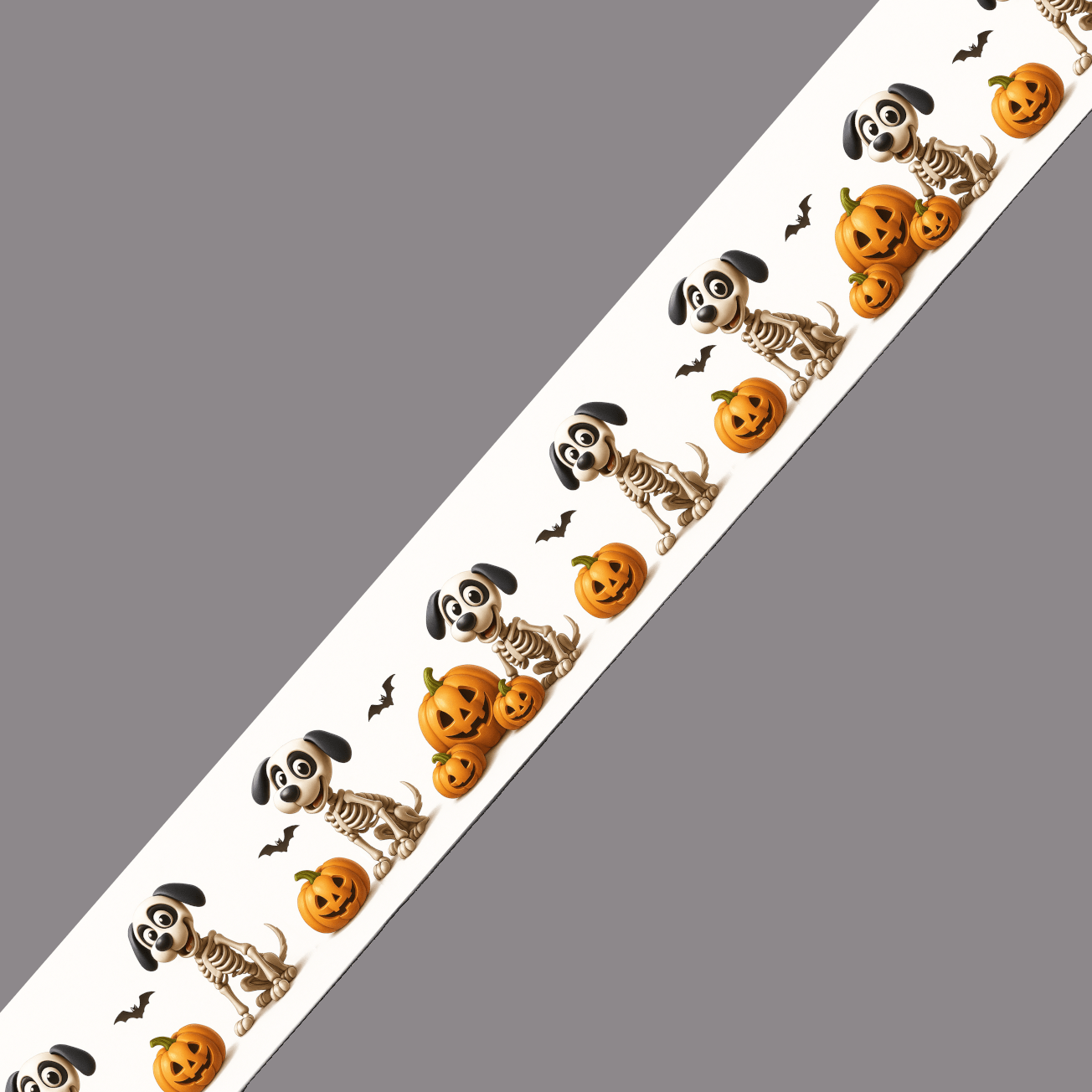 L'atelier du Fourmilier BioThane imprimé au mètre BioThane® imprimé – Chiens squelettes & citrouilles (Halloween)