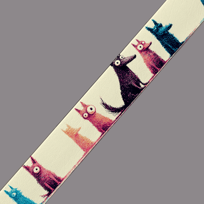 L'atelier du Fourmilier BioThane imprimé au mètre BioThane imprimé – Chiens stylisés multicolores façon esquisse