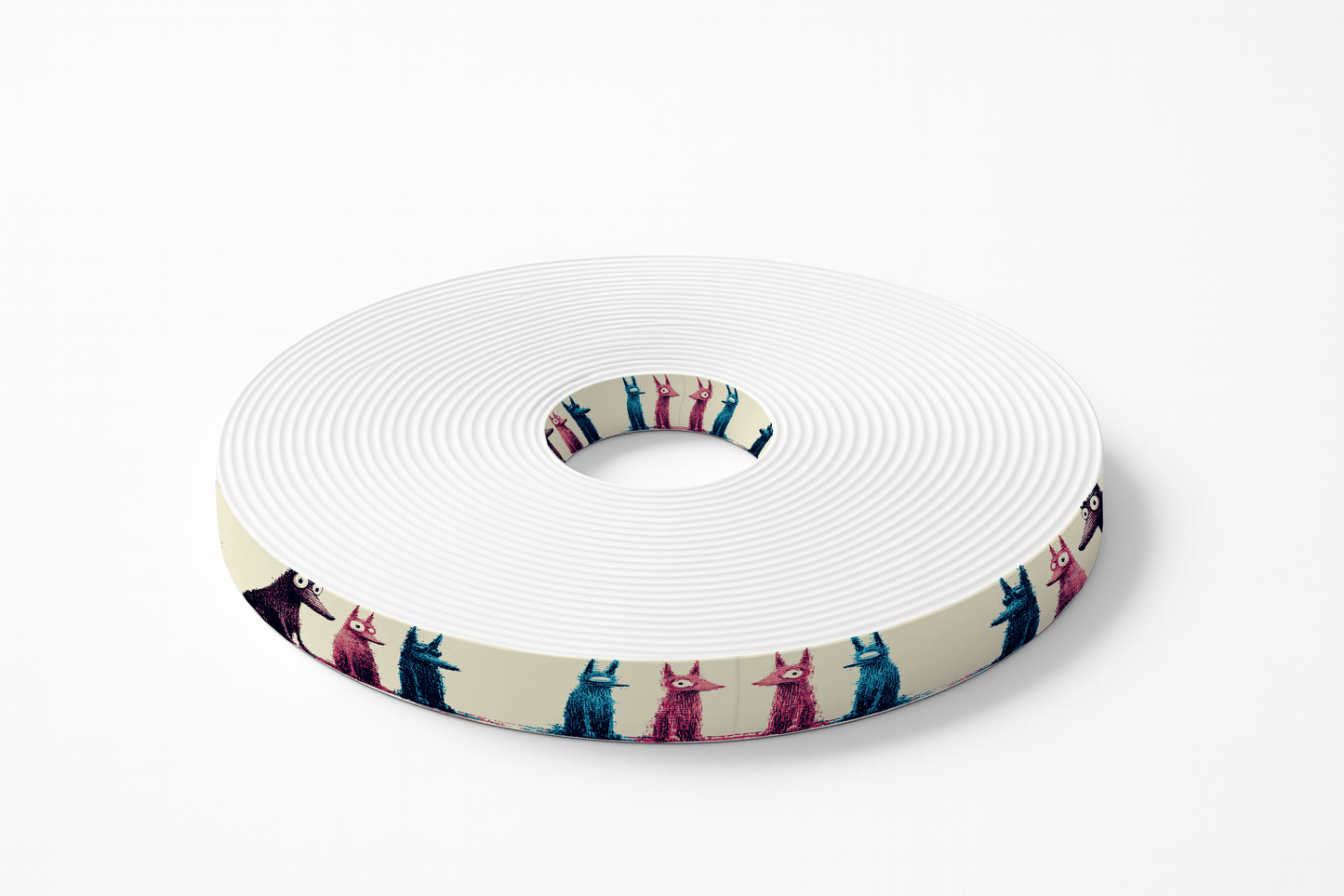 L'atelier du Fourmilier BioThane imprimé au mètre BioThane imprimé – Chiens stylisés multicolores façon esquisse