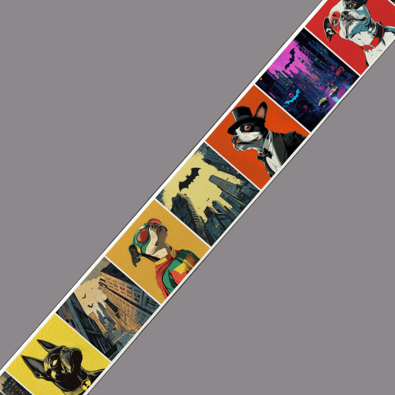 L'atelier du Fourmilier BioThane imprimé au mètre BioThane imprimé – Chiens super-héros & comics rétro Gotham