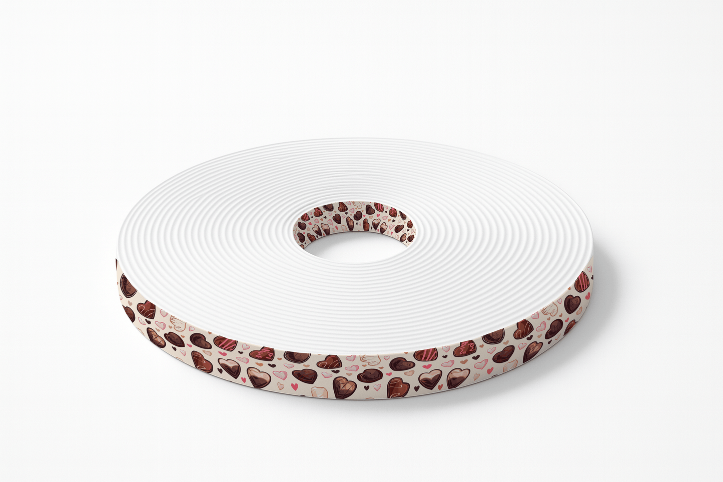 L'atelier du Fourmilier BioThane imprimé au mètre BioThane imprimé – Chocolats & cœurs fond crème