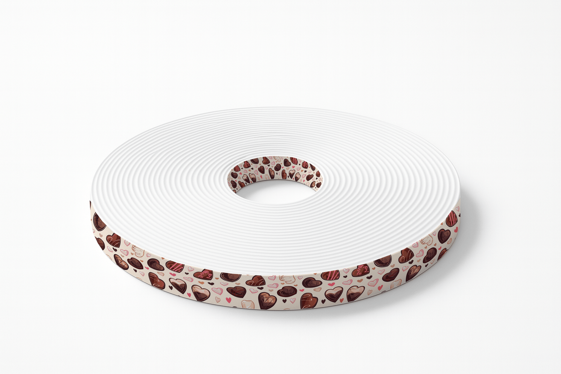 L'atelier du Fourmilier BioThane imprimé au mètre BioThane imprimé – Chocolats & cœurs fond crème