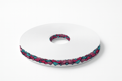 L'atelier du Fourmilier BioThane imprimé au mètre BioThane imprimé – Cœurs colorés rose & turquoise (spécial Saint-Valentin)