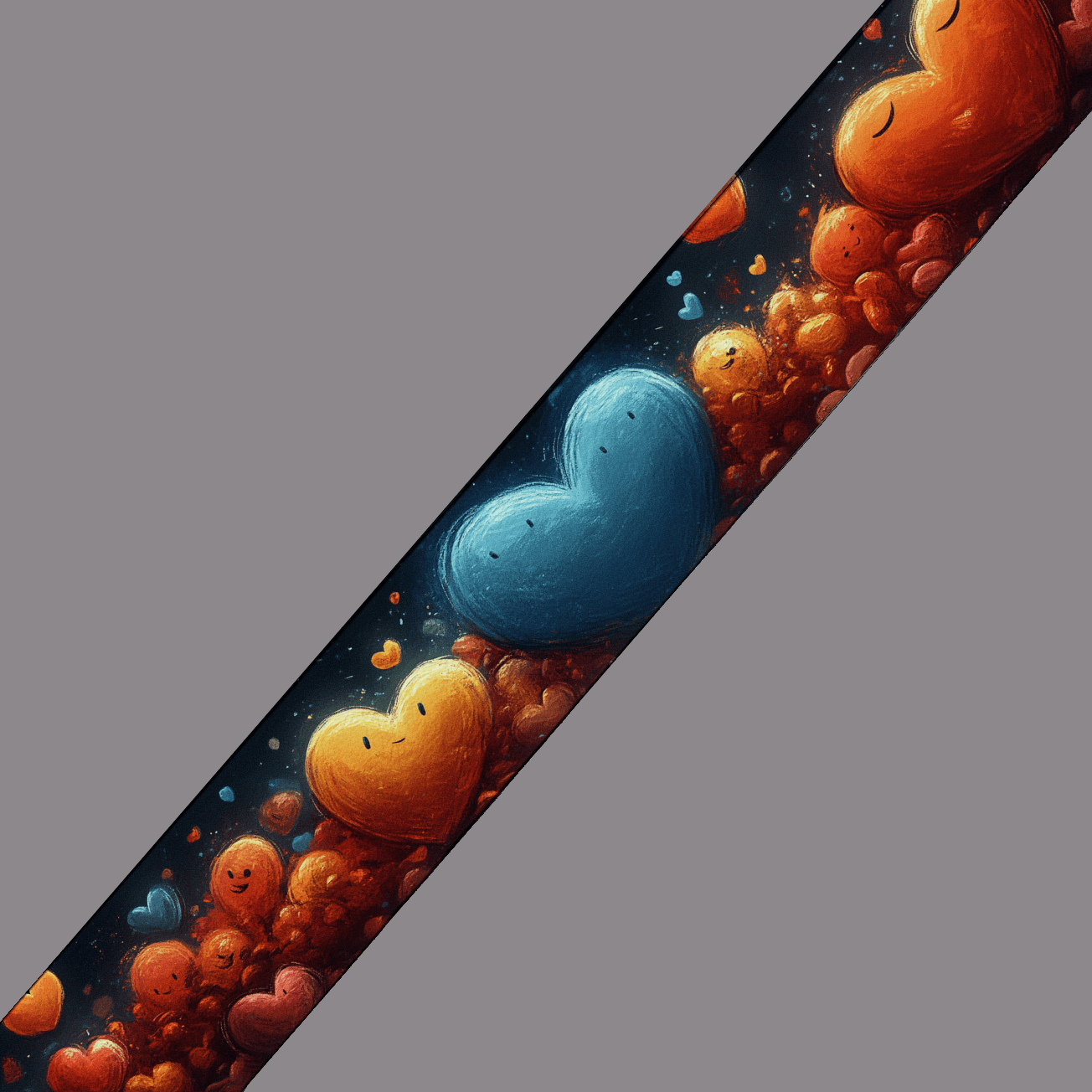 L'atelier du Fourmilier BioThane imprimé au mètre BioThane imprimé – Cœurs joyeux multicolores sur fond galactique