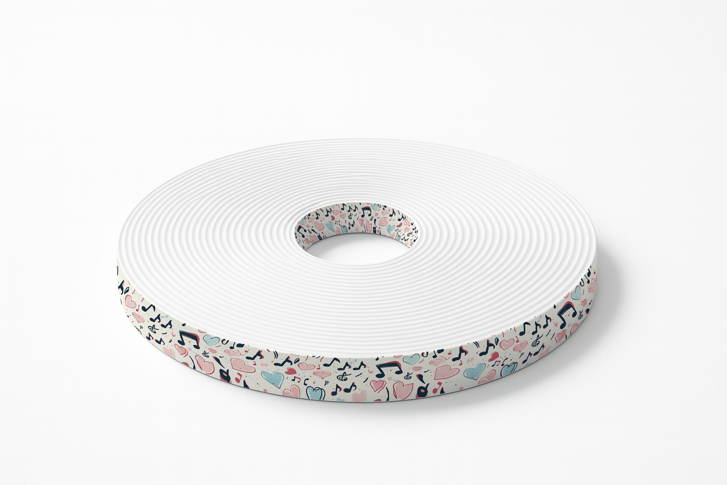 L'atelier du Fourmilier BioThane imprimé au mètre BioThane imprimé – Cœurs & notes de musique pastel