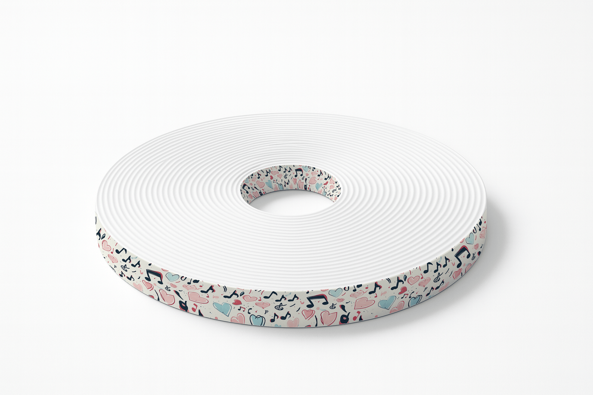 L'atelier du Fourmilier BioThane imprimé au mètre BioThane imprimé – Cœurs & notes de musique pastel