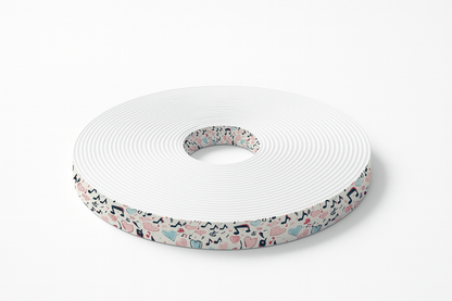 L'atelier du Fourmilier BioThane imprimé au mètre BioThane imprimé – Cœurs & notes de musique pastel