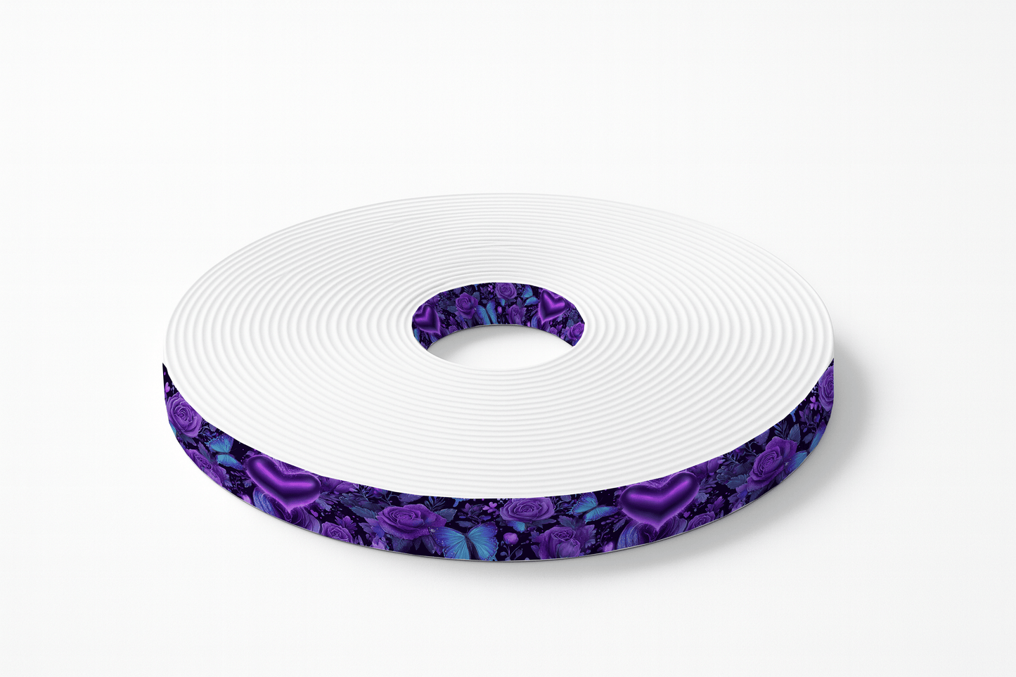 L'atelier du Fourmilier BioThane imprimé au mètre BioThane imprimé – Cœurs violets, roses & papillons enchantés