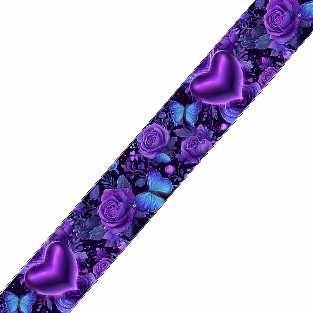 L'atelier du Fourmilier BioThane imprimé au mètre BioThane imprimé – Cœurs violets, roses & papillons enchantés