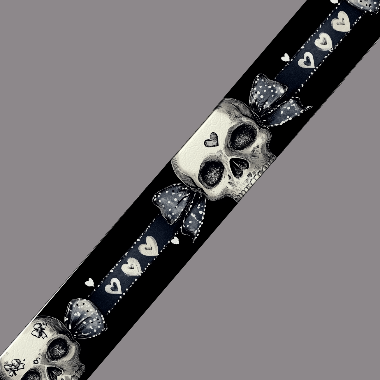 L'atelier du Fourmilier BioThane imprimé au mètre BioThane imprimé - Crâne Romantique Gothique (édition Cœurs & Rubans)