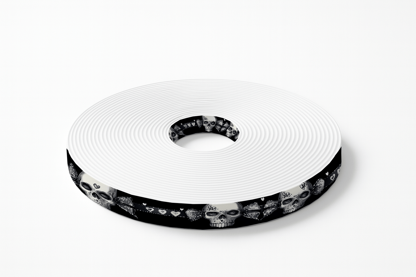 L'atelier du Fourmilier BioThane imprimé au mètre BioThane imprimé - Crâne Romantique Gothique (édition Cœurs & Rubans)