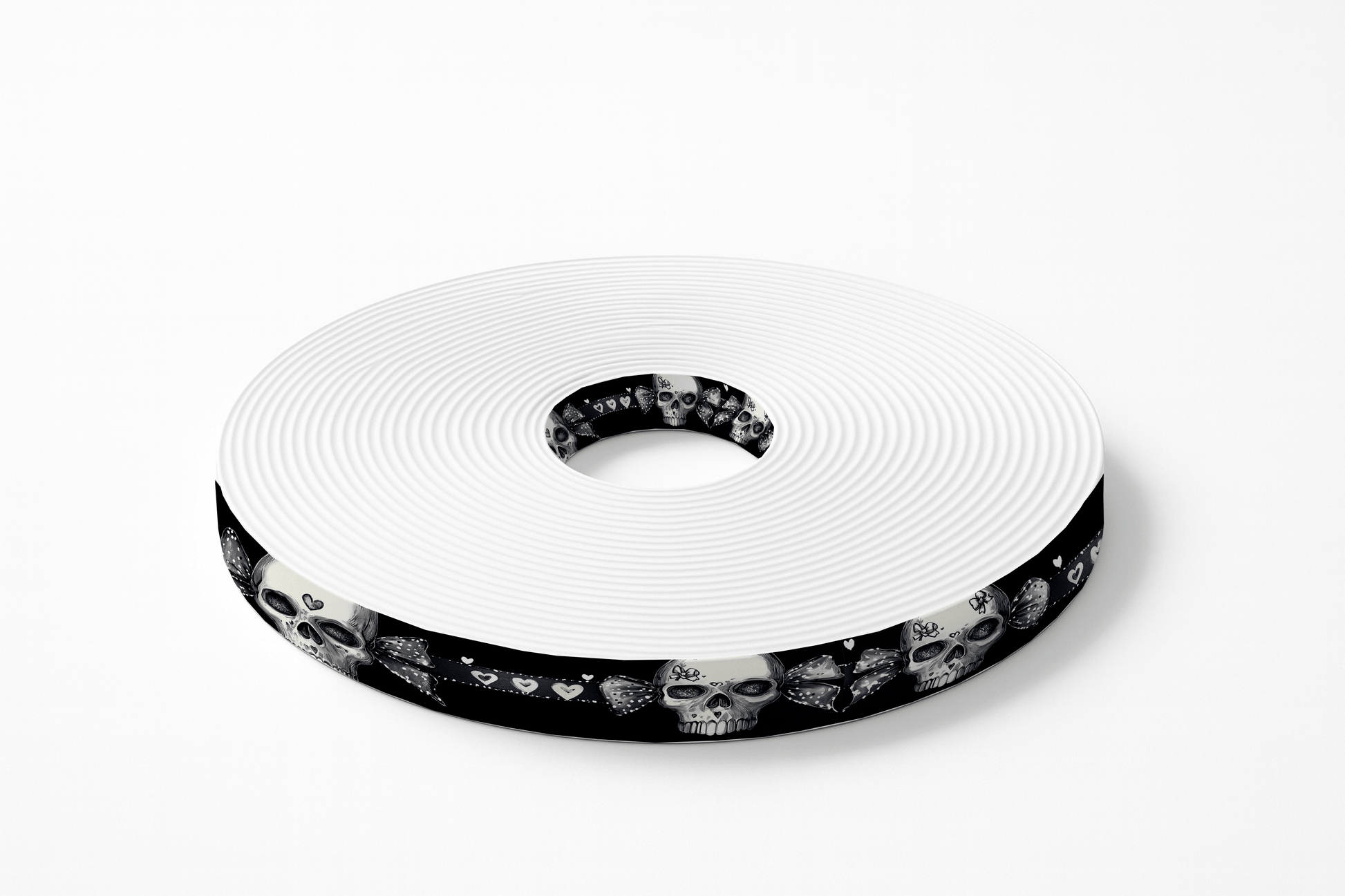 L'atelier du Fourmilier BioThane imprimé au mètre BioThane imprimé - Crâne Romantique Gothique (édition Cœurs & Rubans)