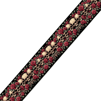 L'atelier du Fourmilier BioThane imprimé au mètre BioThane imprimé – Crânes et Roses gothiques