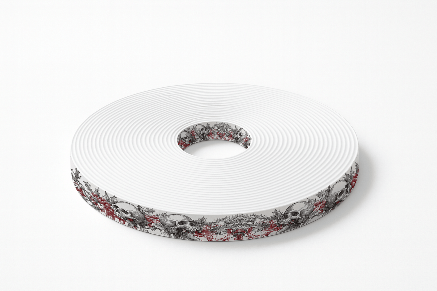 L'atelier du Fourmilier BioThane imprimé au mètre BioThane imprimé “Crânes & Houx Rouge”