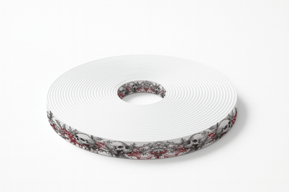 L'atelier du Fourmilier BioThane imprimé au mètre BioThane imprimé “Crânes & Houx Rouge”