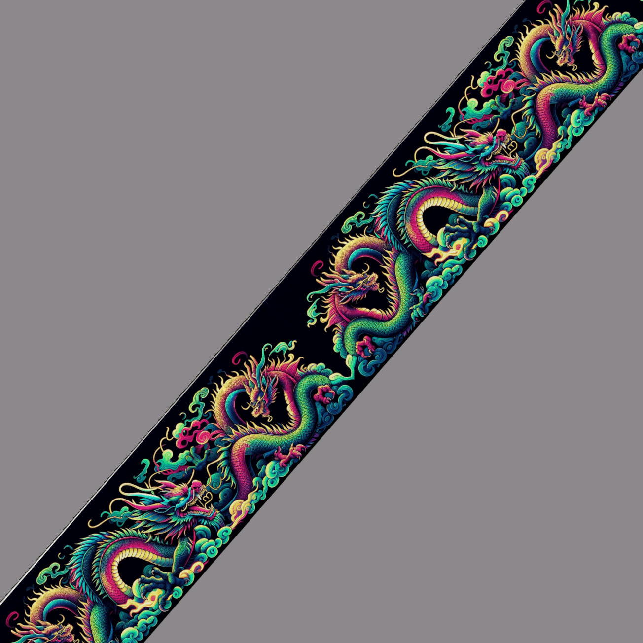 L'atelier du Fourmilier BioThane imprimé au mètre BioThane® imprimé – Dragons Asiatiques multicolores