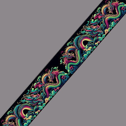 L'atelier du Fourmilier BioThane imprimé au mètre BioThane® imprimé – Dragons Asiatiques multicolores