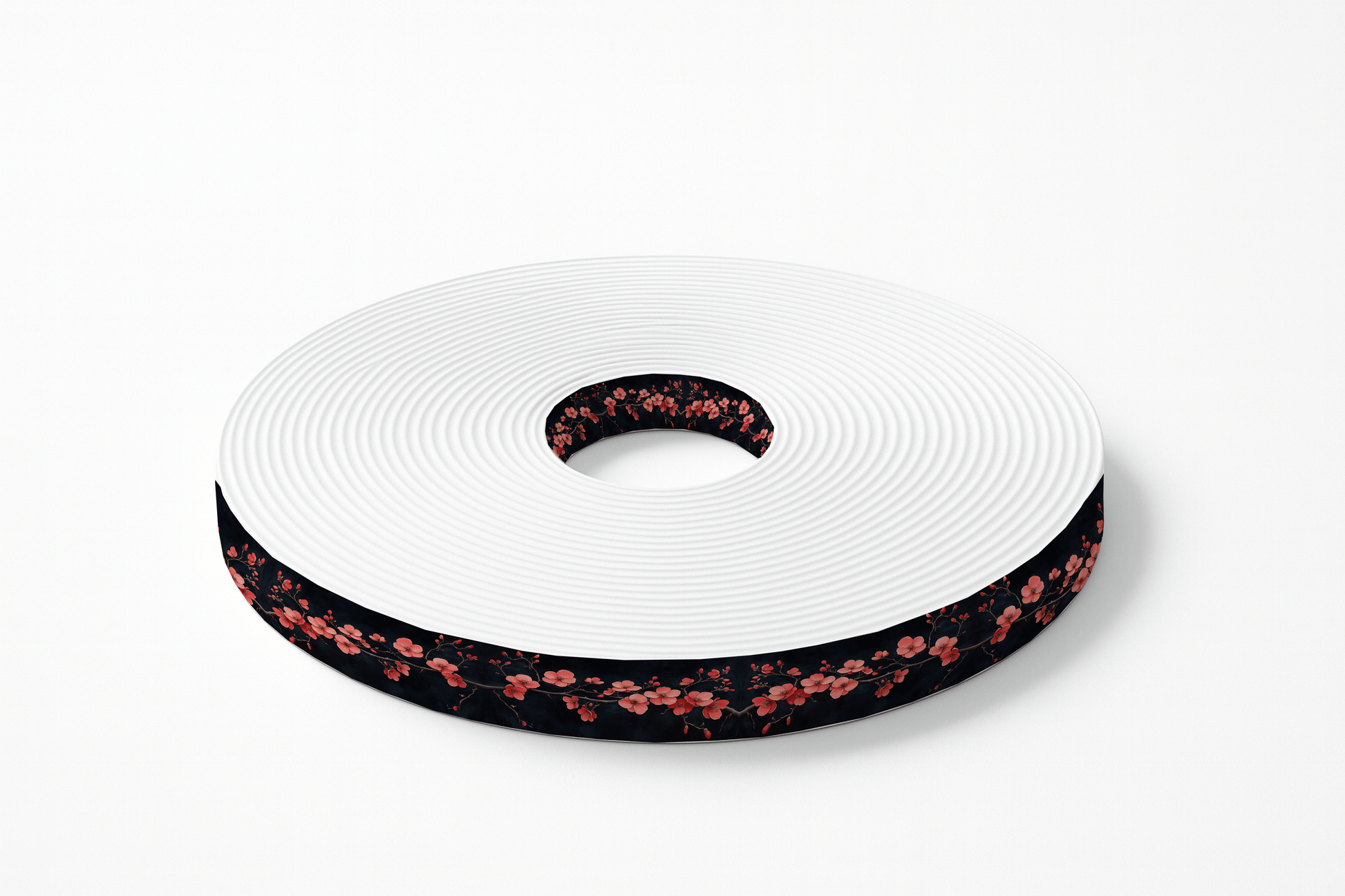 L'atelier du Fourmilier BioThane imprimé au mètre BioThane® imprimé – Fleurs de cerisier rouges sur fond noir