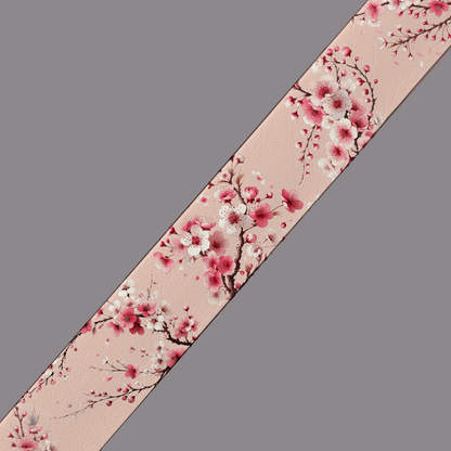 L'atelier du Fourmilier BioThane imprimé au mètre BioThane® imprimé – Fleurs de cerisier sur fond rose poudré