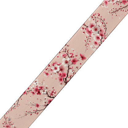 L'atelier du Fourmilier BioThane imprimé au mètre BioThane® imprimé – Fleurs de cerisier sur fond rose poudré