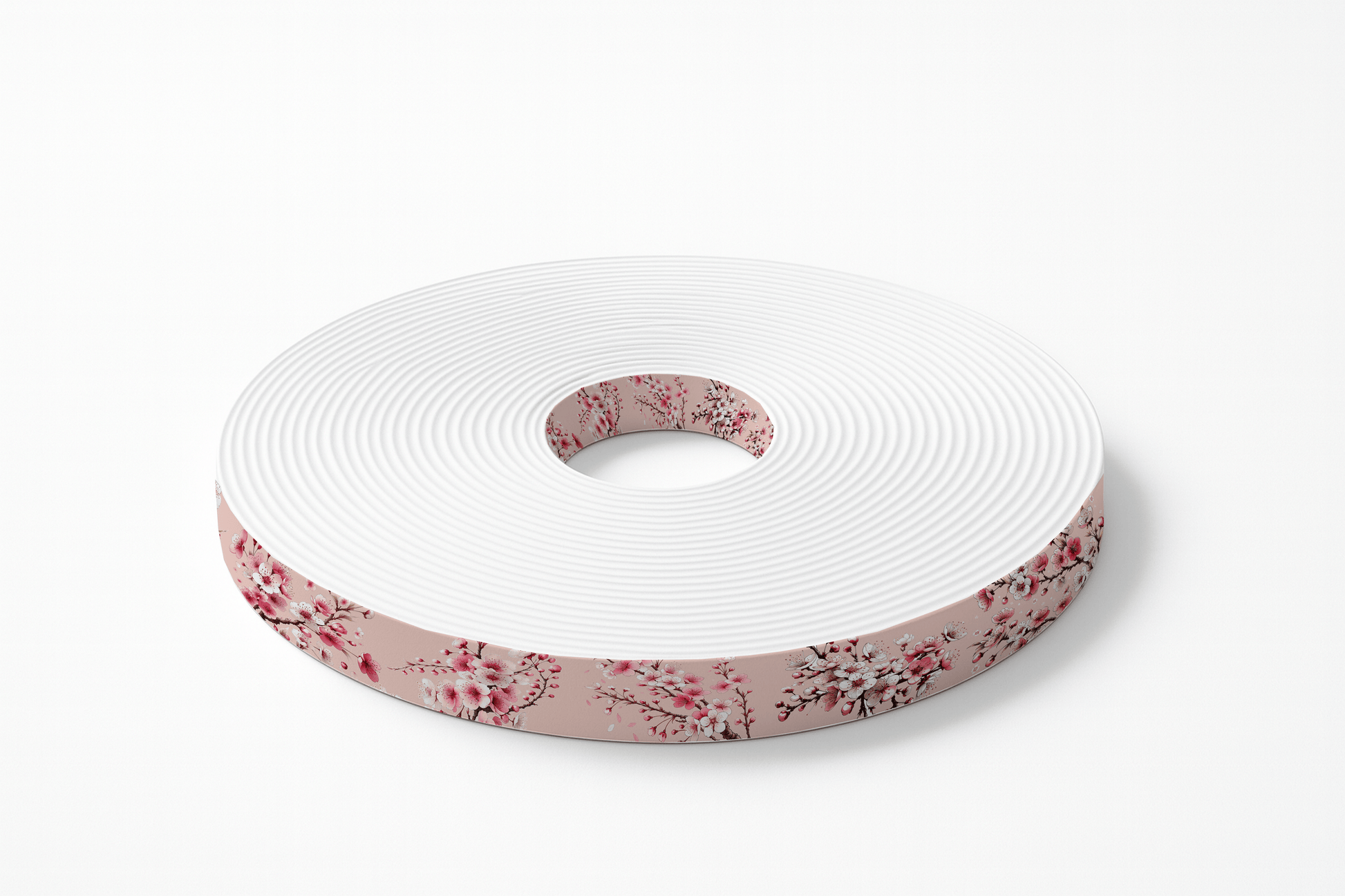 L'atelier du Fourmilier BioThane imprimé au mètre BioThane® imprimé – Fleurs de cerisier sur fond rose poudré
