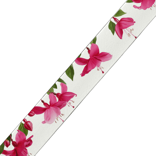 L'atelier du Fourmilier BioThane imprimé au mètre BioThane imprimé – Fleurs de fuchsia rose sur fond blanc