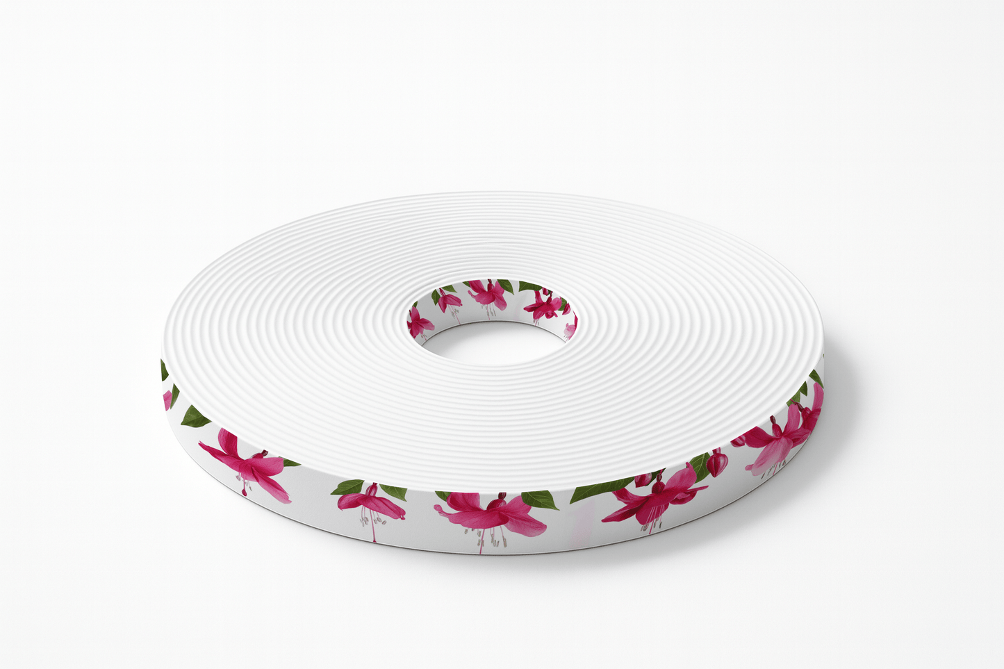 L'atelier du Fourmilier BioThane imprimé au mètre BioThane imprimé – Fleurs de fuchsia rose sur fond blanc