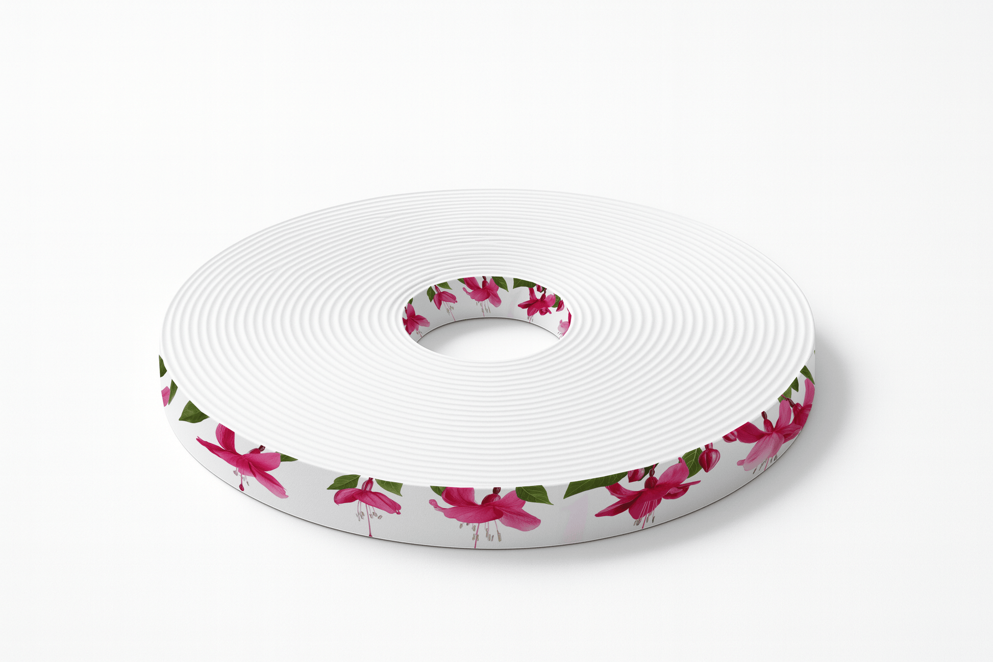 L'atelier du Fourmilier BioThane imprimé au mètre BioThane imprimé – Fleurs de fuchsia rose sur fond blanc