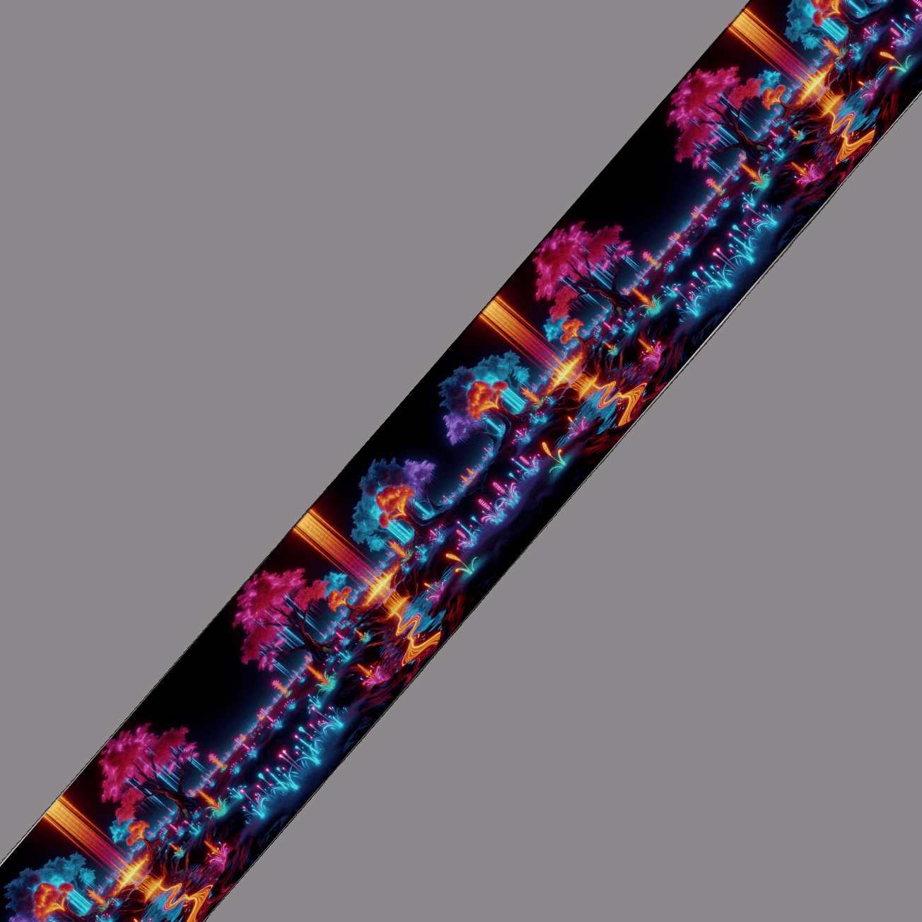 L'atelier du Fourmilier BioThane imprimé au mètre BioThane imprimé – Forêt Néon magique (au mètre)