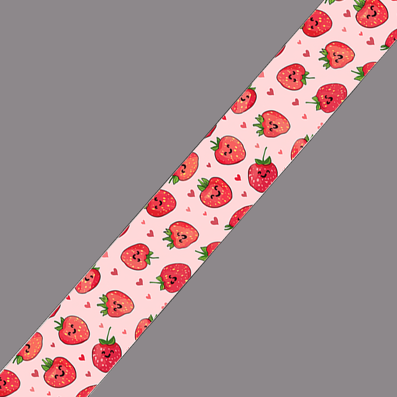 L'atelier du Fourmilier BioThane imprimé au mètre BioThane imprimé – Fraises kawaii & petits cœurs