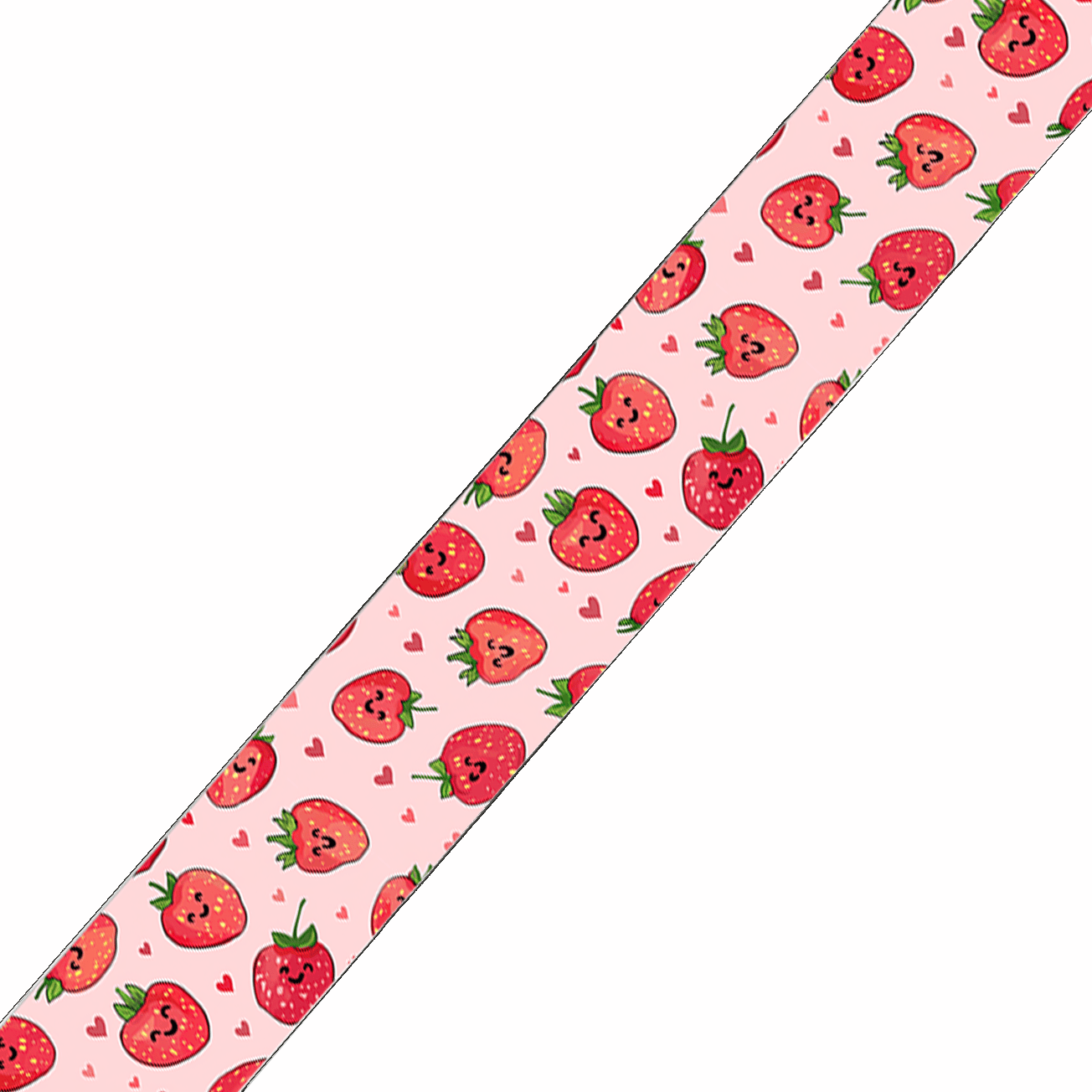 L'atelier du Fourmilier BioThane imprimé au mètre BioThane imprimé – Fraises kawaii & petits cœurs