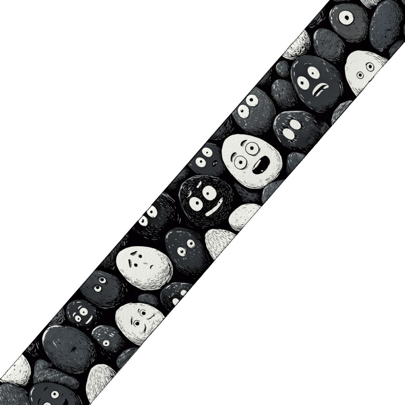 L'atelier du Fourmilier BioThane imprimé au mètre BioThane imprimé "Galets expressifs" – Noir & blanc minimaliste