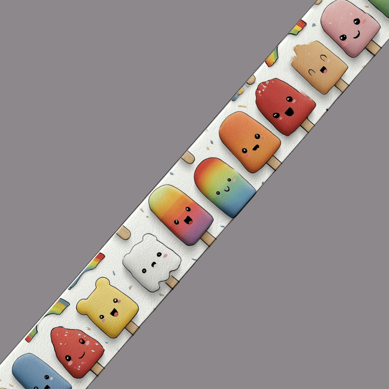 L'atelier du Fourmilier BioThane imprimé au mètre BioThane imprimé "Glaces Kawaii multicolores" – au mètre