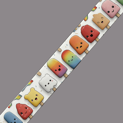 L'atelier du Fourmilier BioThane imprimé au mètre BioThane imprimé "Glaces Kawaii multicolores" – au mètre