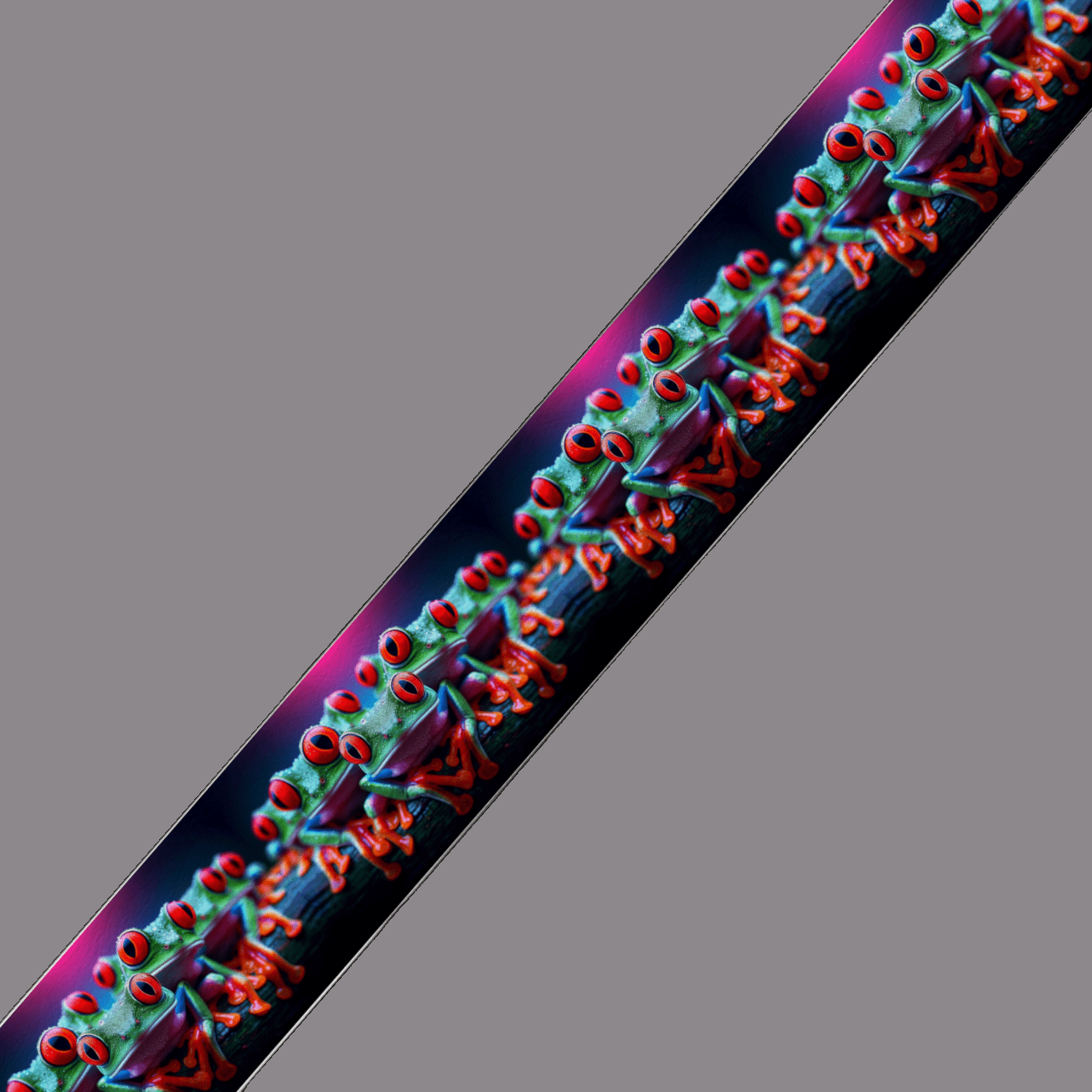 L'atelier du Fourmilier BioThane imprimé au mètre BioThane imprimé – Grenouilles tropicales aux yeux rouges