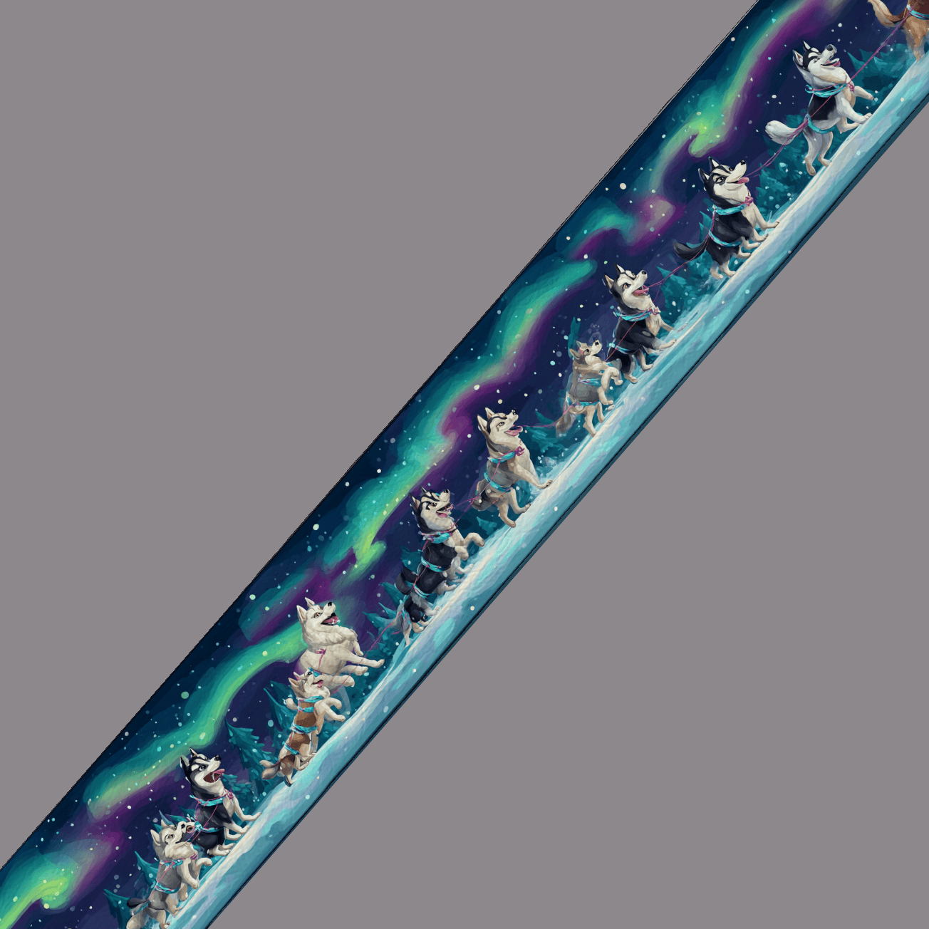 L'atelier du Fourmilier BioThane imprimé au mètre BioThane imprimé “Huskies sous les Aurores Boréales”