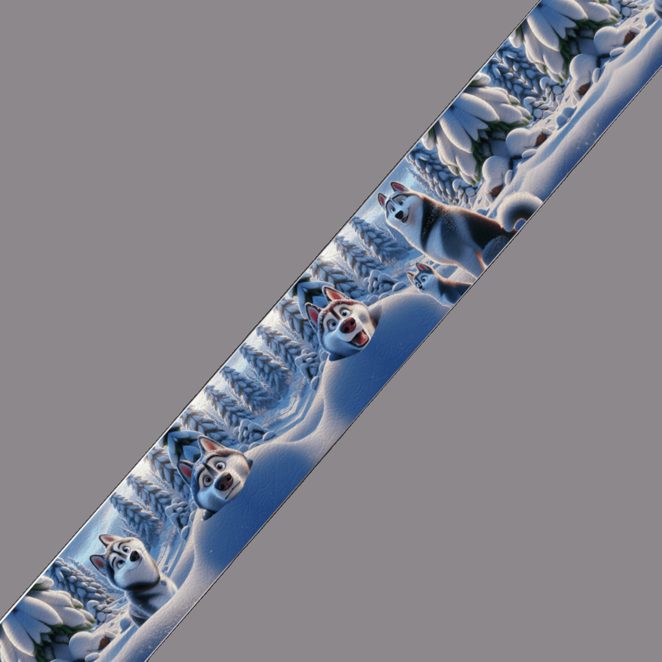 L'atelier du Fourmilier BioThane imprimé au mètre BioThane imprimé - Husky dans la neige