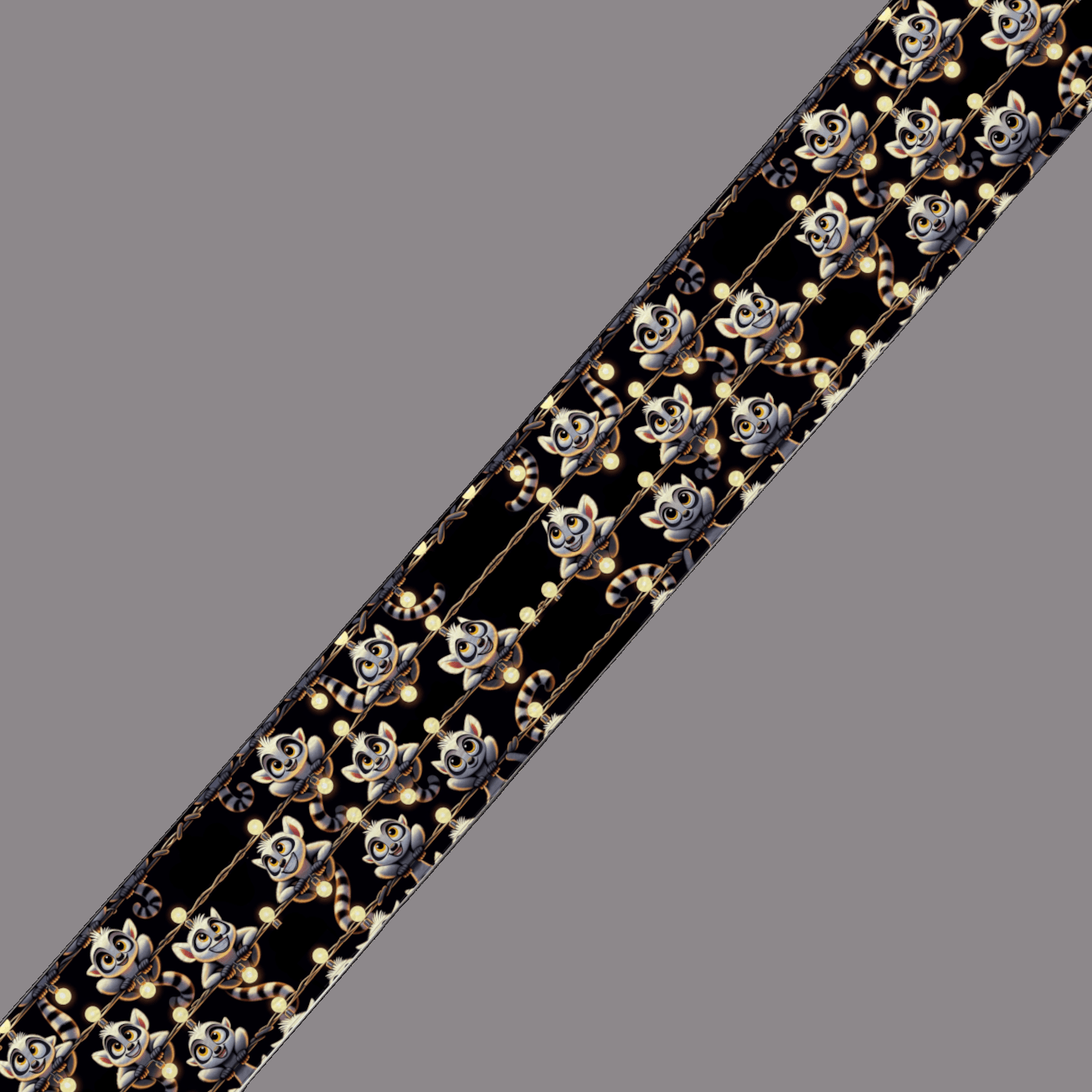 L'atelier du Fourmilier BioThane imprimé au mètre BioThane® imprimé – Lémuriens & guirlandes lumineuses (édition fun)