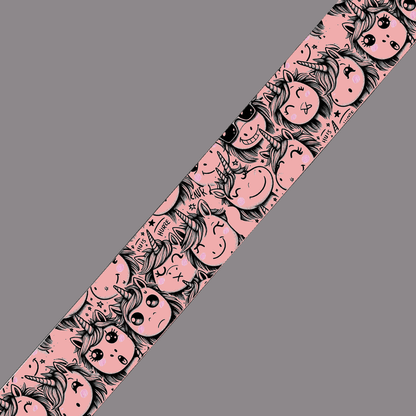 L'atelier du Fourmilier BioThane imprimé au mètre BioThane imprimé "Licornes cartoon – Rose Gold