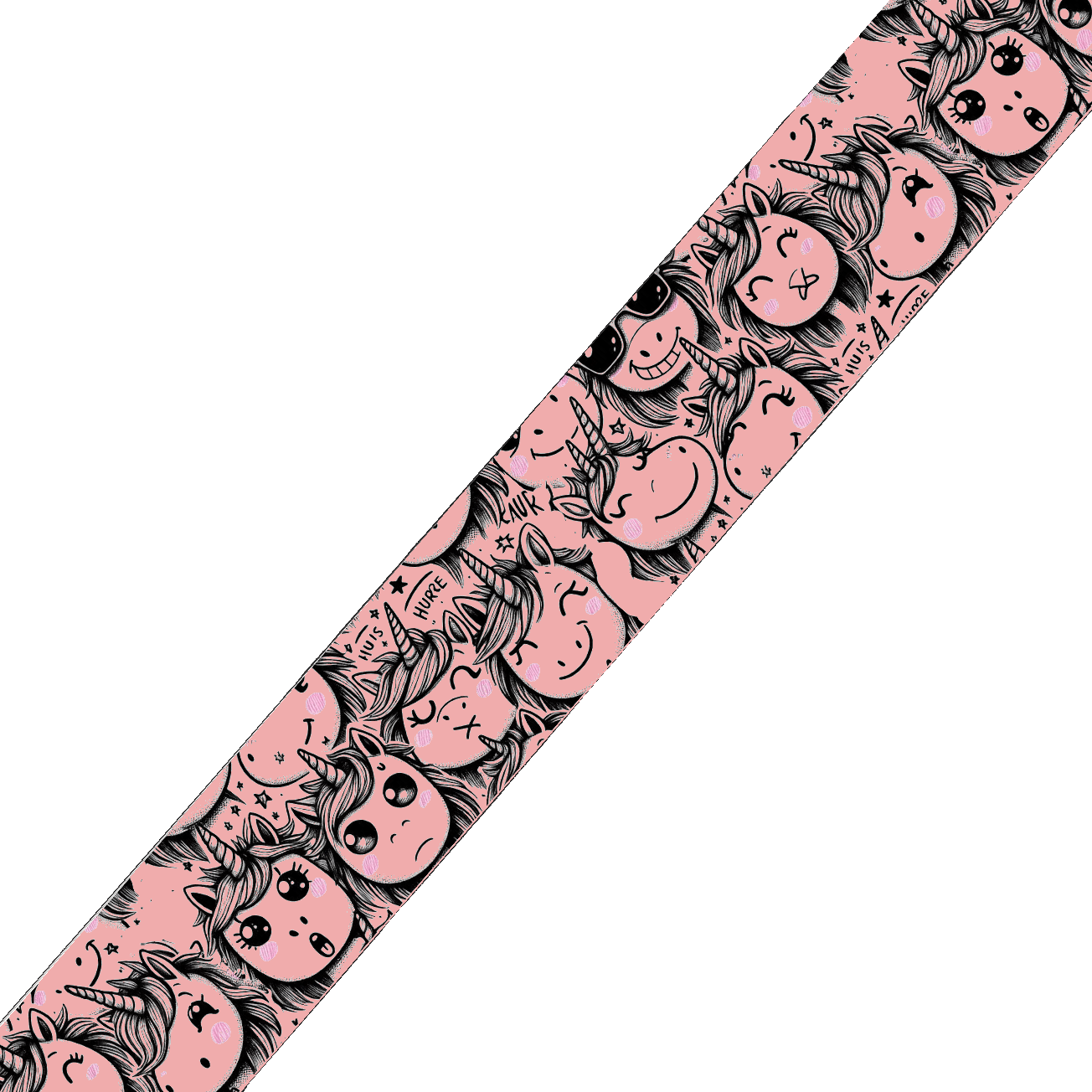 L'atelier du Fourmilier BioThane imprimé au mètre BioThane imprimé "Licornes cartoon – Rose Gold