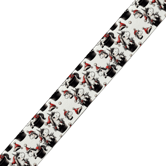 L'atelier du Fourmilier BioThane imprimé au mètre BioThane imprimé - Licornes de Noël noir & rouge