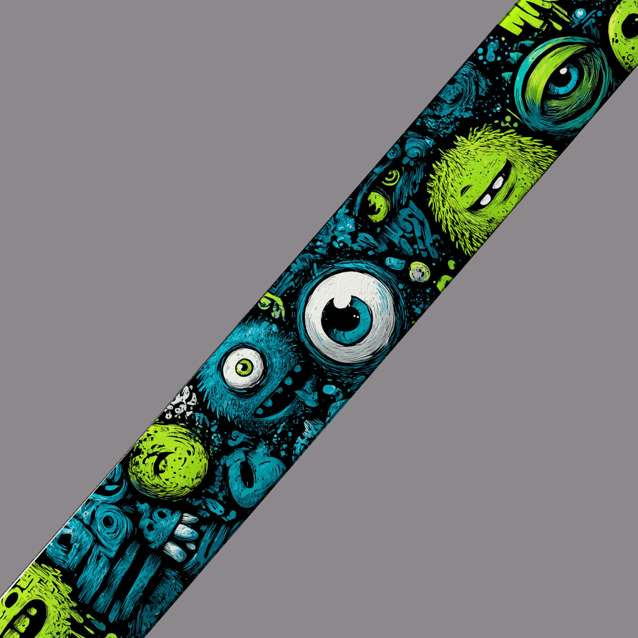 L'atelier du Fourmilier BioThane imprimé au mètre BioThane imprimé – Monstres cartoon bleus & verts