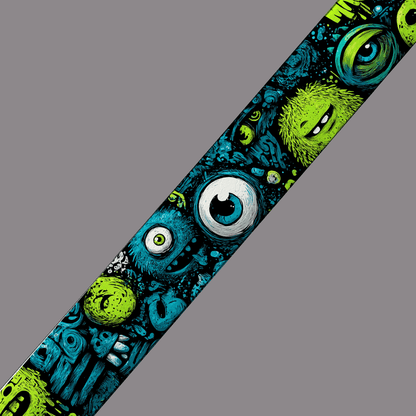 L'atelier du Fourmilier BioThane imprimé au mètre BioThane imprimé – Monstres cartoon bleus & verts