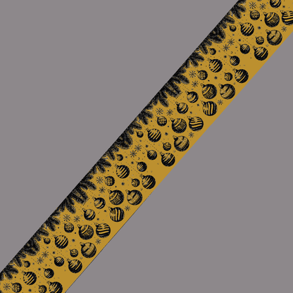 L'atelier du Fourmilier BioThane imprimé au mètre BioThane imprimé - Motif Boules de Noël suspendues (fond Gold)