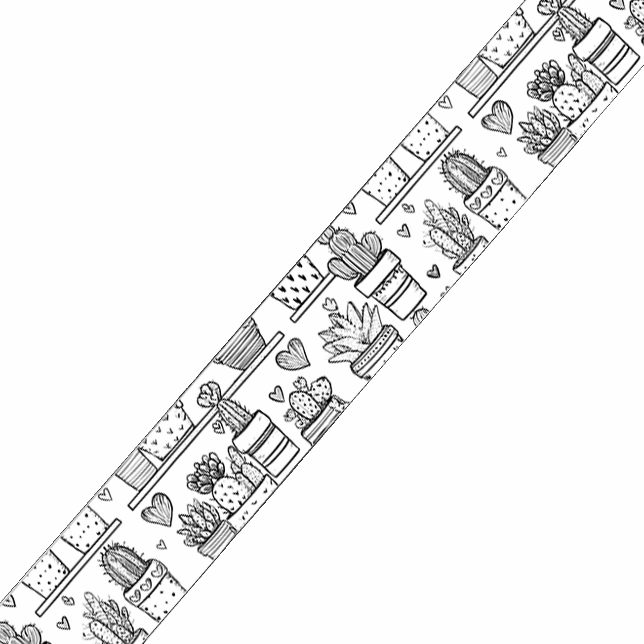 L'atelier du Fourmilier BioThane imprimé au mètre BioThane imprimé – Motif Cactus & Cœurs noir et blanc