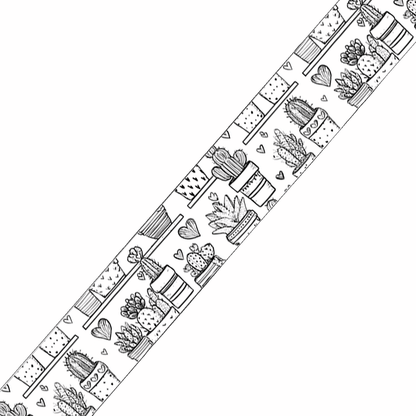 L'atelier du Fourmilier BioThane imprimé au mètre BioThane imprimé – Motif Cactus & Cœurs noir et blanc