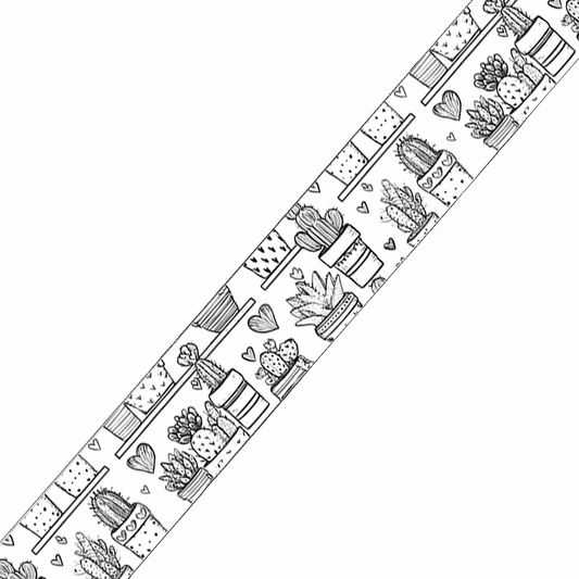 L'atelier du Fourmilier BioThane imprimé au mètre BioThane imprimé – Motif Cactus & Cœurs noir et blanc